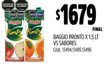 Supermercados Yaguar BAGGIO PRONTO X 1,5LT VS SABORES oferta