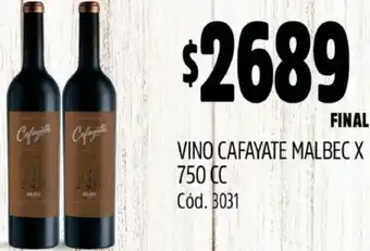 Supermercados Yaguar VINO CAFAYATE MALBEC X 750CC oferta