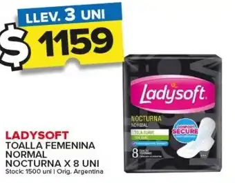 Carrefour Maxi LADYSOFT TOALLA FEMENINA NORMAL NOCTURNA X 8 UNI oferta