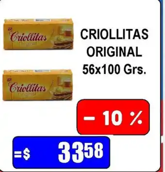 Dulcenter Criollitas Original 56x100grs oferta