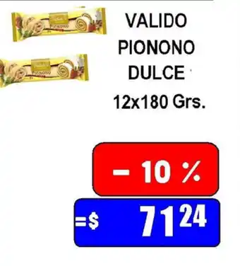 Dulcenter Valido Pionono Dulce 12x180grs oferta