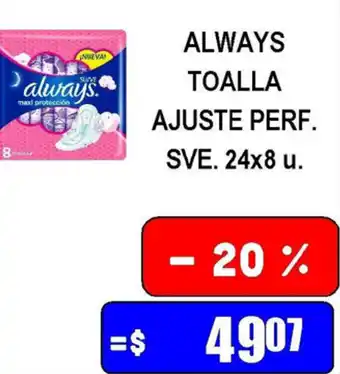 Always Toalla Ajustre Perf Sve 24x8u