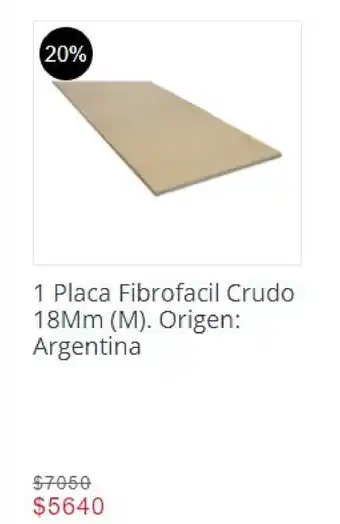 Easy 1 Placa Fibrofacil Crudo 18mm oferta