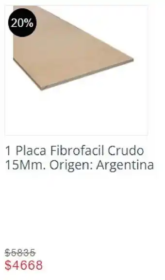 Easy 1 Placa Fibrofacil Crudo 15mm oferta