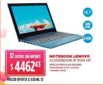 Supermercados Vea Notebook Lenovo oferta