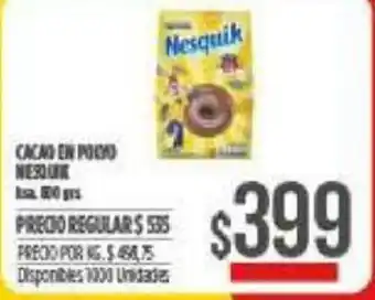 Supermercados Vea Cacao En Polvo Nesquik x 300gr oferta