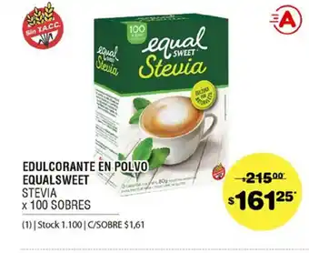 Atomo Conviene Edulcorante En Polvo Equal Sweet x 100 sobres oferta