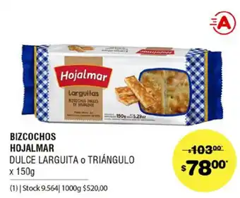 Atomo Conviene Hojalmar Bizcochos Dulce Larguita o Triángulo x 150g oferta