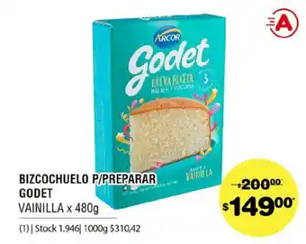 Atomo Conviene Bizcochuelo P/Preparar Godet Vainilla x 480g oferta