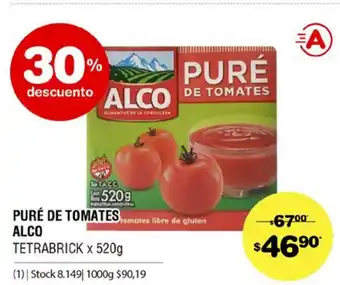 Atomo Conviene Puré De Tomates Alco Tetrabrick x 520g oferta
