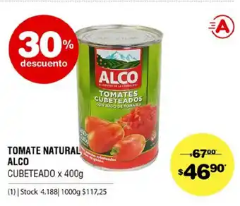 Atomo Conviene Tomate Natural Alco Cubeteado x 400g oferta