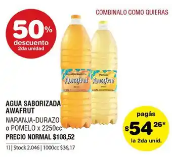 Atomo Conviene Agua Saborizada Awafrut Naranja-Durazo o Pomelo x 2250cc oferta