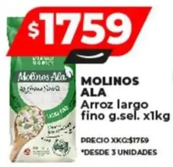 Supermayorista Vital MOLINOS ALA Arroz largo fino g.sel. x 1kg oferta