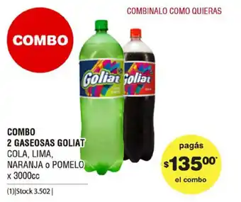 Combo 2 Gaseosas Goliat Cola, Lima, Naranja o Pomelo