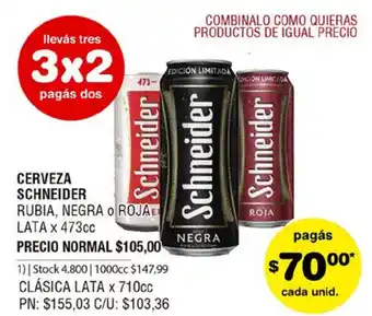 Atomo Conviene Cerveza Schneider Rubia, Negra o Roja Lata x 473cc oferta