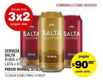 Atomo Conviene Cerveza Salta Rubia o Roja Lata x 473cc oferta