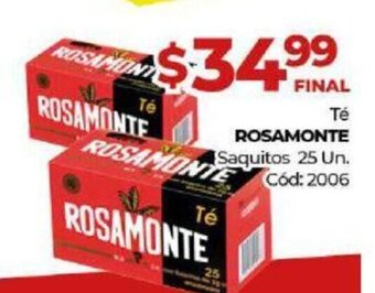 Diarco Rosamonte Té Saquitos 25 Un oferta