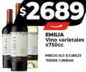 Supermayorista Vital EMILIA Vino varietales x 750cc oferta