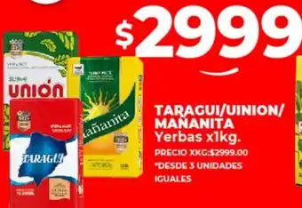 Supermayorista Vital TARAGUI/UINION/ MANANITA Yerbas x 1kg oferta