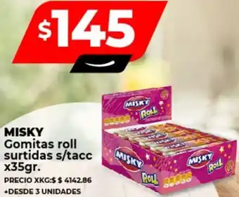 Supermayorista Vital MISKY Gomitas roll surtidas s/tacc x35gr oferta