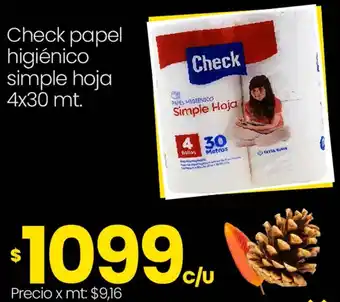Punto Mayorista Check papel higiénico simple hoja 4x30 mt oferta