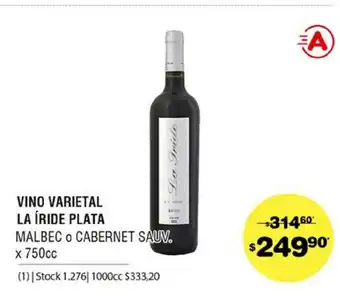 Atomo Conviene Vino Varietal La íride Plata Malbec o Cabernet Sauv x 750cc oferta