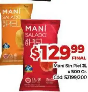 Diarco Maní Sin Piel JL x 500gr oferta