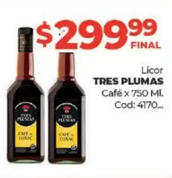 Diarco Tres Plumas Licor Café x 750ml oferta