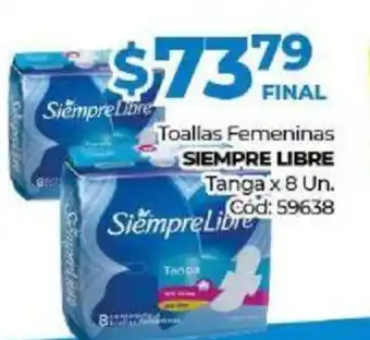 Diarco Siempre Libre Toallas Femeninas Tanga x 8 Un oferta