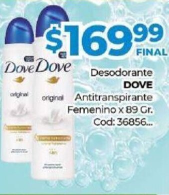 Diarco Dove Desodorante Antitranspirante Femenino x 89gr oferta