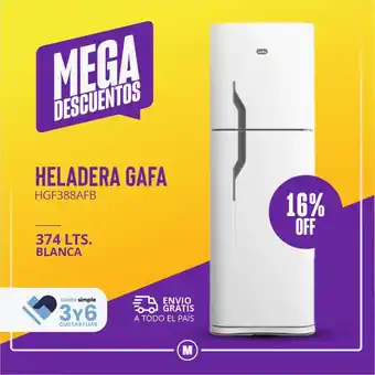 HELADERA GAFA 374 LTS. BLANCA