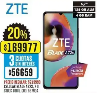 Coto ZTE CELULAR BLADE A72S, XU. oferta