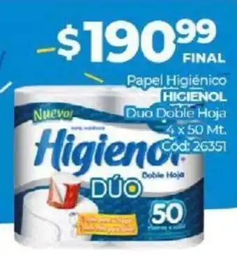 Diarco Higienol Papel higienico Duo Doble Hoja 4x50Mlt oferta