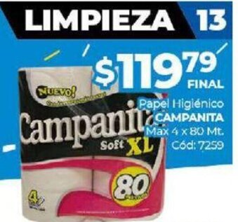 Diarco Campanita Papel Higiènico Max 4x80 Mt oferta