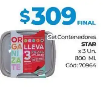 Diarco Star Set Contenedores 3Un 800ml oferta