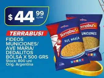 Carrefour Maxi Terrabusi Fideos Municiones/Ave Maria/Dedalitos Bolsa x 500grs oferta