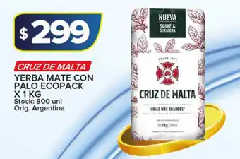 Carrefour Maxi Cruz De Malta Yerba Mate Con Palo Ecopack x 1kg oferta