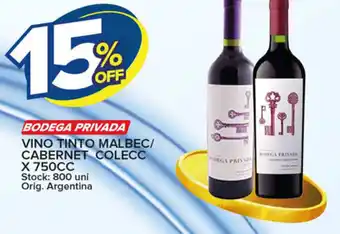 Carrefour Maxi Bodega Privada Vino Tinto Malbec/Cabernet Colecc x 750cc oferta