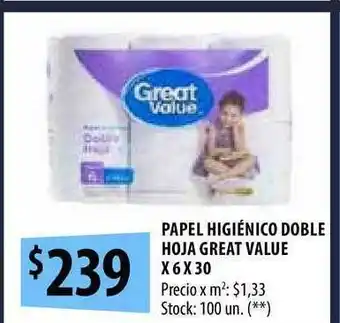 Punto Mayorista Papel Higiénico Doble Hoja Great Value oferta