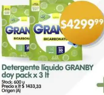 Supermercados Buenos Días Detergente líquido GRANBY doy pack x 3It oferta