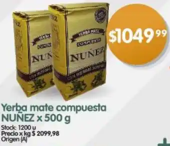 Supermercados Buenos Días Yerba mate compuesta NUÑEZ x 500g oferta