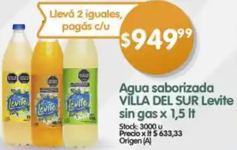 Supermercados Buenos Días Agua saborizada VILLA DEL SUR Levite sin gas x 1,5It oferta