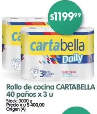 Supermercados Buenos Días Rollo de cocina CARTABELLA 40 paños x 3 u oferta