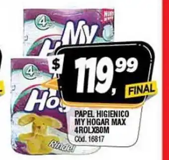 Supermercados Yaguar My Hogar Papel Higienico Max 4Rolx80m oferta