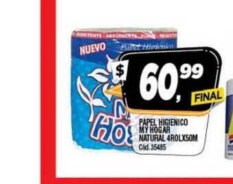 Supermercados Yaguar My Hogar Papel Higienico Natural 4Rolx50m oferta