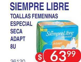 Masivos Siempre Libre Toallas Femeninas Especial Seca Adapt 8u oferta