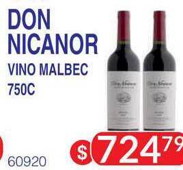 Masivos Don Nicanor Vino Malbec 750c oferta