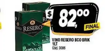 Supermercados Yaguar Vino Reseo BCO Brik 1LT oferta