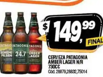 Supermercados Yaguar Cerveza Patagonia Amber Lager N-R 730cc oferta