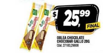 Supermercados Yaguar Oblea Chocolate Chocobar Gallo 20g oferta